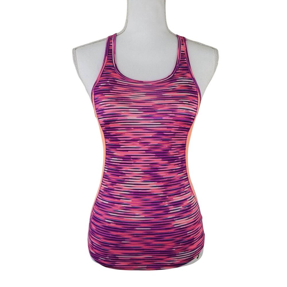 Champion Girls Racerback Tank Top L 10-12 Multicolor With Orange Side Mesh Panel